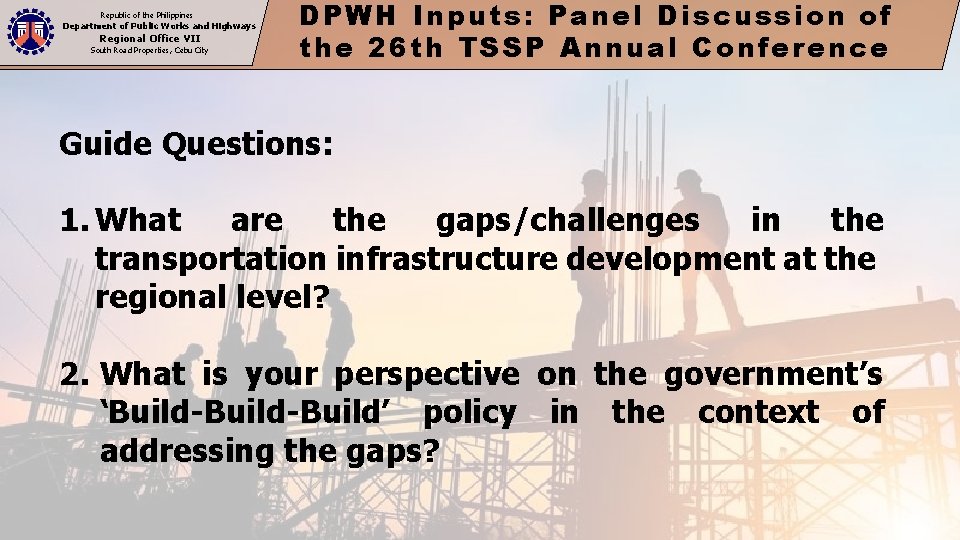 Republic of the Philippines Department of Public Works and Highways Regional Office VII South