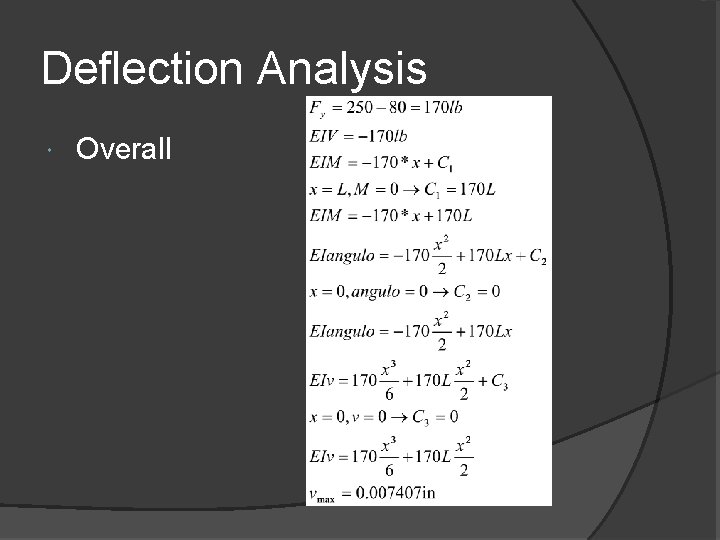 Deflection Analysis Overall 