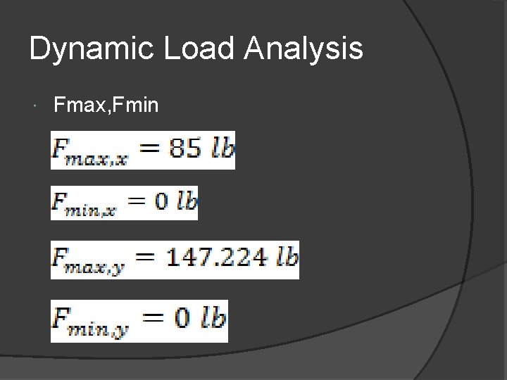 Dynamic Load Analysis Fmax, Fmin 