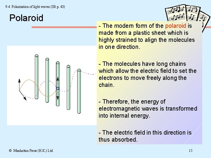 9. 4 Polarization of light waves (SB p. 43) Polaroid - The modern form
