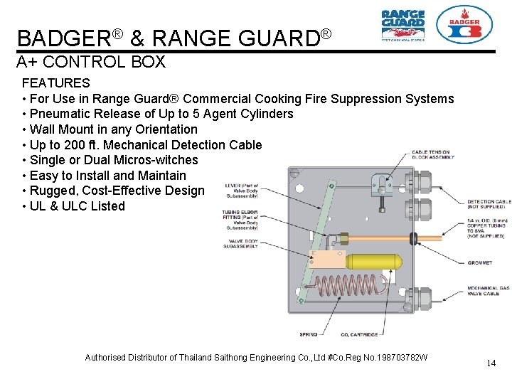 BADGER® & RANGE GUARD® A+ CONTROL BOX FEATURES • For Use in Range Guard®