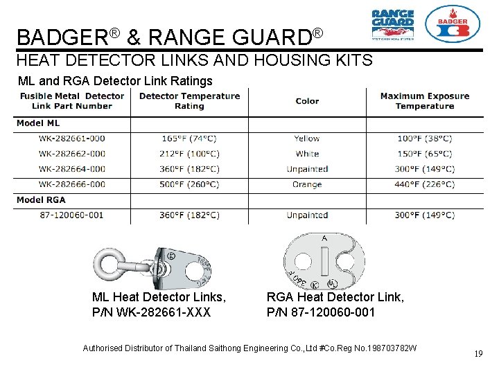 BADGER® & RANGE GUARD® HEAT DETECTOR LINKS AND HOUSING KITS ML and RGA Detector
