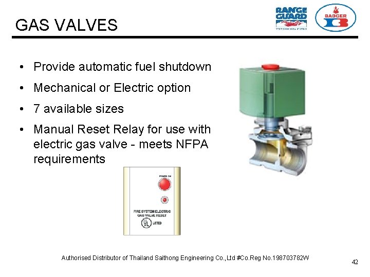 GAS VALVES • Provide automatic fuel shutdown • Mechanical or Electric option • 7