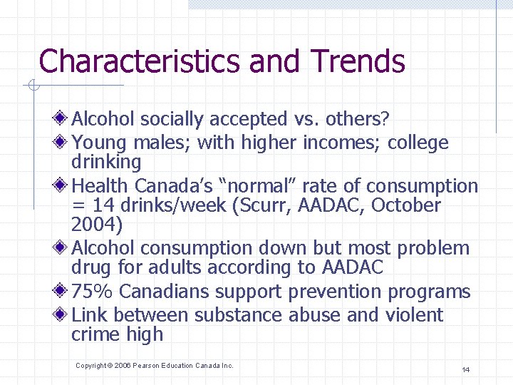 Characteristics and Trends Alcohol socially accepted vs. others? Young males; with higher incomes; college