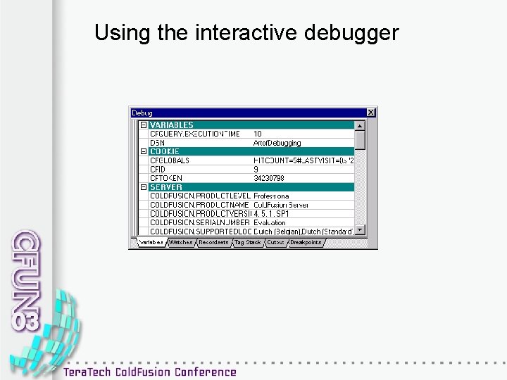 Using the interactive debugger 