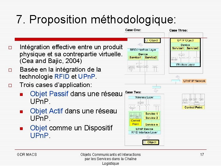 7. Proposition méthodologique: o o o Intégration effective entre un produit physique et sa