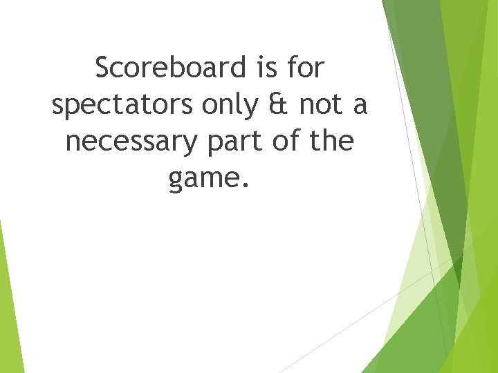 Scoreboard is for spectators only & not a necessary part of the game. 