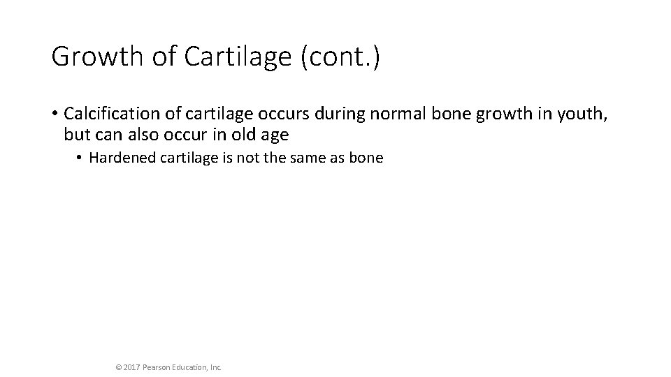 Growth of Cartilage (cont. ) • Calcification of cartilage occurs during normal bone growth