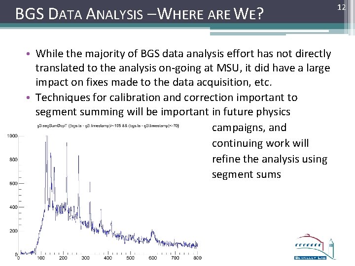 BGS DATA ANALYSIS – WHERE ARE WE? • While the majority of BGS data