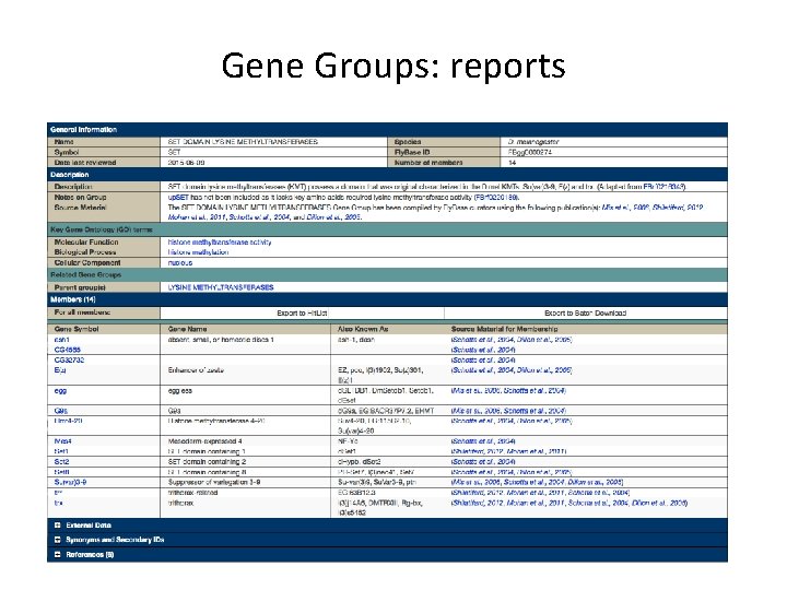 Gene Groups: reports 