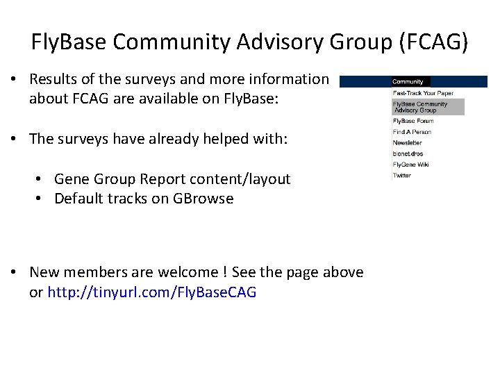 Fly. Base Community Advisory Group (FCAG) • Results of the surveys and more information