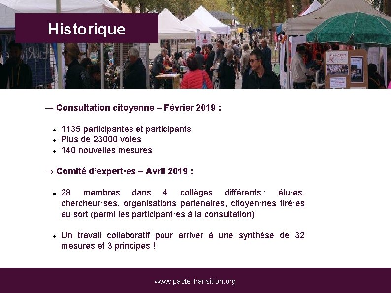 Historique → Consultation citoyenne – Février 2019 : 1135 participantes et participants Plus de
