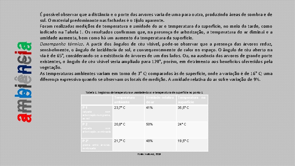 ambiência É possível observar que a distância e o porte das arvores varia de