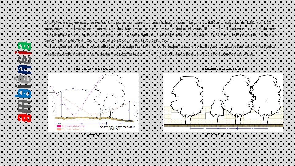 ambiência Corte esquemático do ponto 1. Fonte: Autores, 2013 Fig. 5 Vista entre árvores