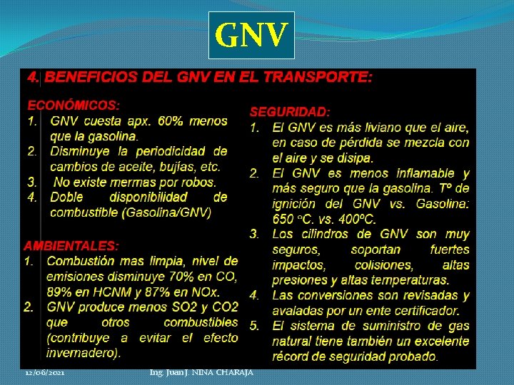 GNV 12/06/2021 Ing. Juan J. NINA CHARAJA 