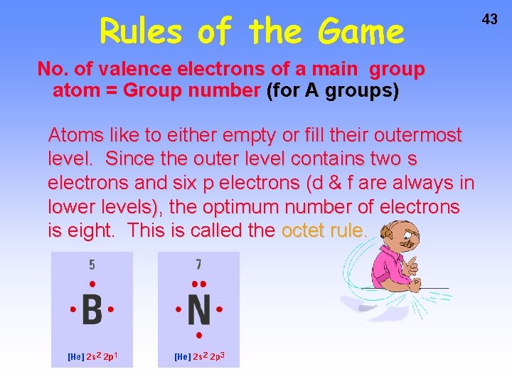 Rules of the Game No. of valence electrons of a main group atom = Rules of the Game No. of valence electrons of a main group atom =
