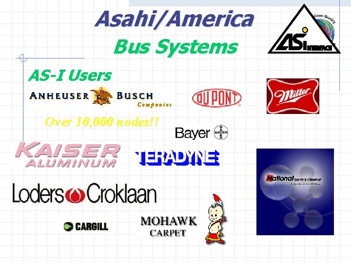 Asahi/America Bus Systems AS-I Users Over 10, 000 nodes!! 