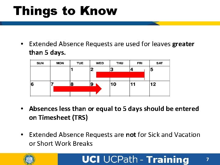 Things to Know • Extended Absence Requests are used for leaves greater than 5