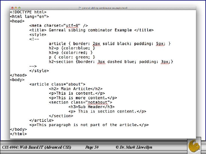 CIS 4004: Web Based IT (Advanced CSS) Page 50 © Dr. Mark Llewellyn 