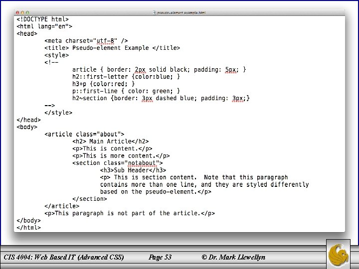 CIS 4004: Web Based IT (Advanced CSS) Page 53 © Dr. Mark Llewellyn 