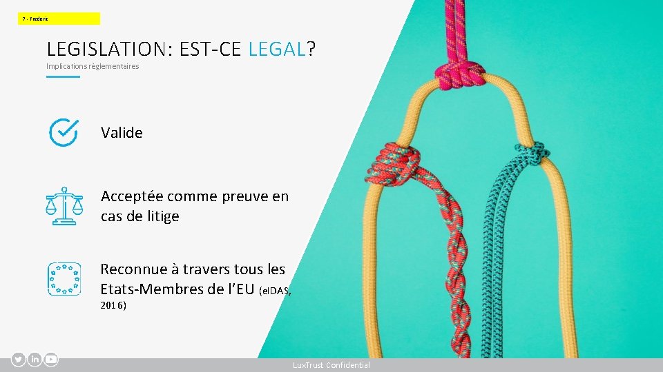 7 - Frederic LEGISLATION: EST-CE LEGAL? Implications règlementaires Valide Acceptée comme preuve en cas