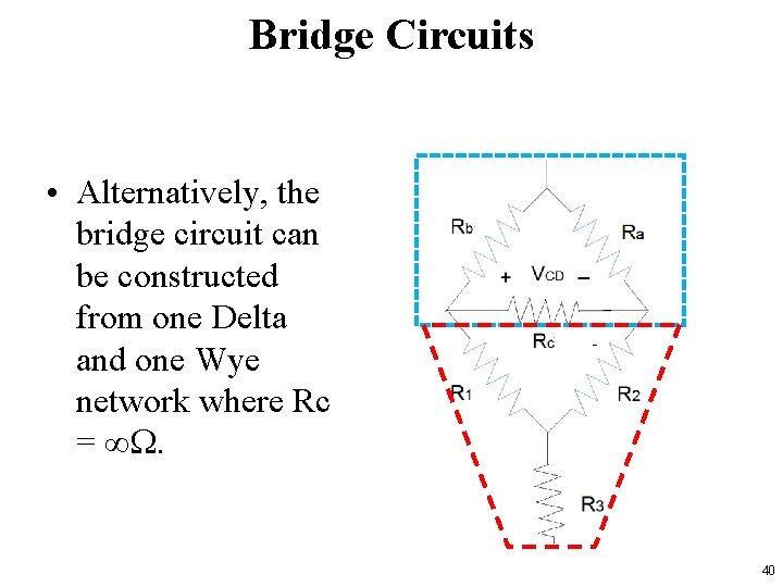 Bridge Circuits • Alternatively, the bridge circuit can be constructed from one Delta and