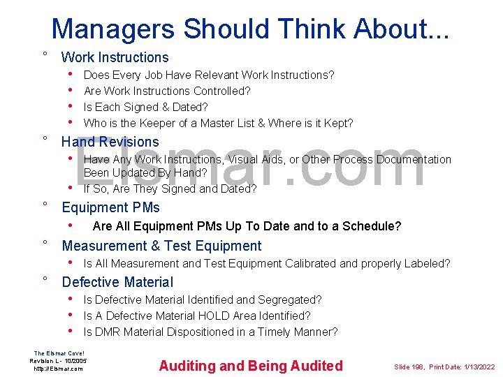 Managers Should Think About. . . ° Work Instructions • Does Every Job Have