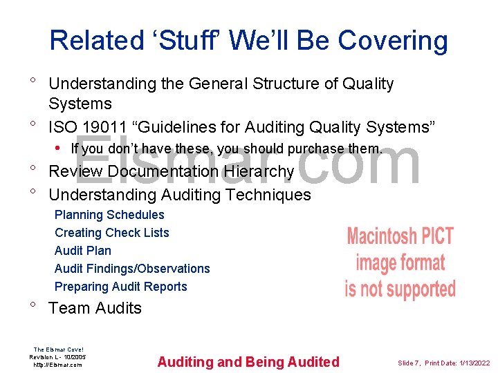Related ‘Stuff’ We’ll Be Covering ° Understanding the General Structure of Quality Systems °