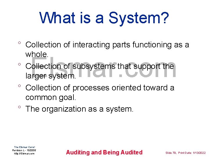 What is a System? ° Collection of interacting parts functioning as a whole. °