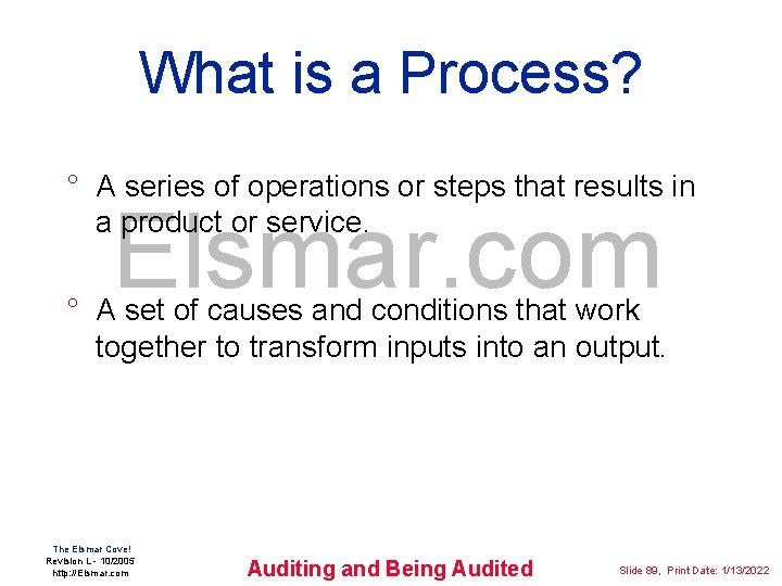 What is a Process? ° A series of operations or steps that results in