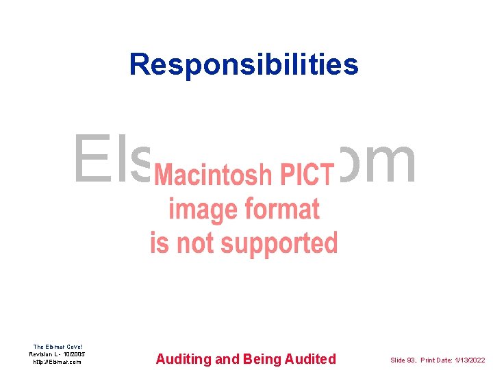 Responsibilities Elsmar. com The Elsmar Cove! Revision L - 10/2005 http: //Elsmar. com Auditing