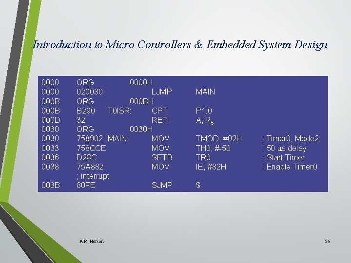 Introduction to Micro Controllers & Embedded System Design 0000 000 B 000 D 0030