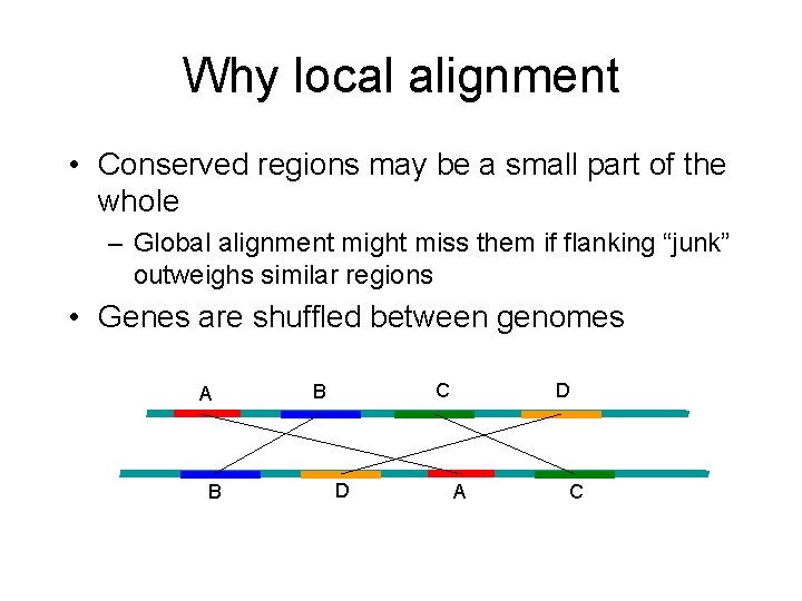 Why local alignment • Conserved regions may be a small part of the whole