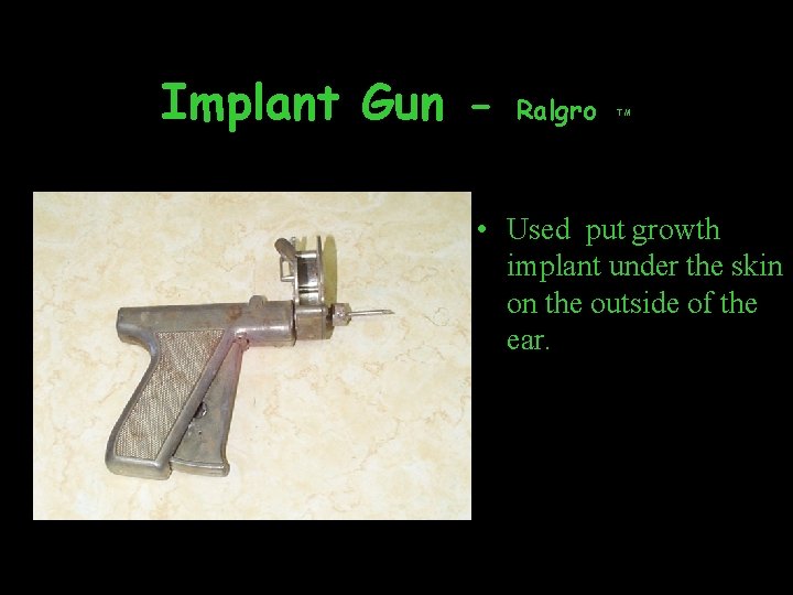 Implant Gun - Ralgro TM • Used put growth implant under the skin on