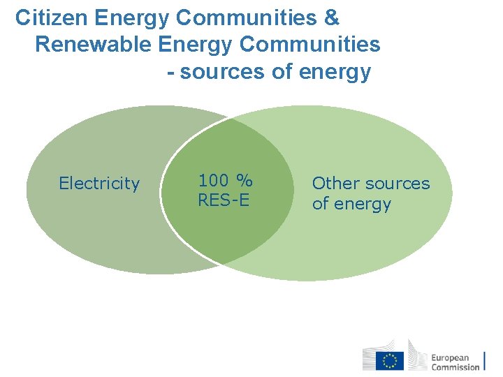 Citizen Energy Communities & Renewable Energy Communities - sources of energy Electricity 100 %