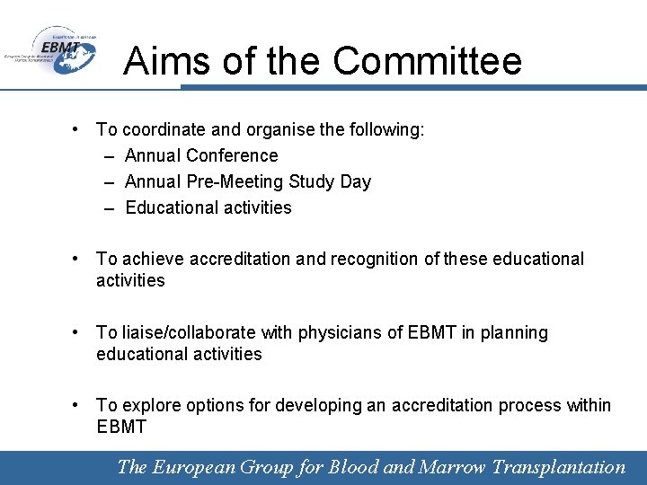Aims of the Committee • To coordinate and organise the following: – Annual Conference