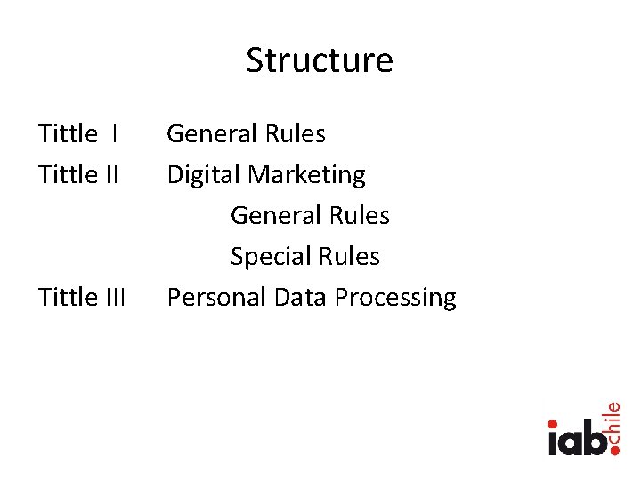 Structure Tittle III General Rules Digital Marketing General Rules Special Rules Personal Data Processing