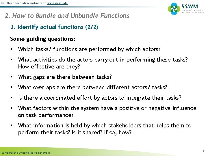 Find this presentation and more on www. sswm. info 2. How to Bundle and