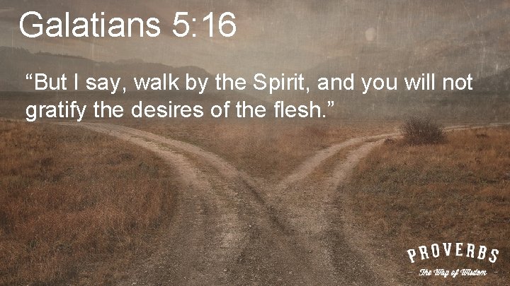 Galatians 5: 16 “But I say, walk by the Spirit, and you will not