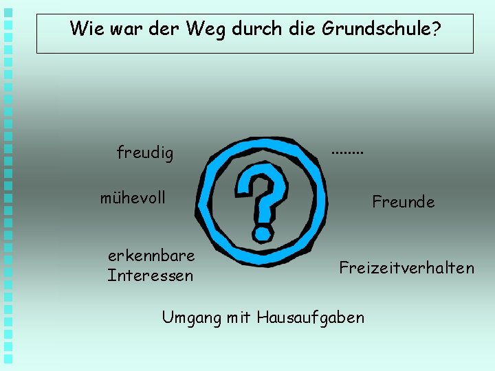 Wie war der Weg durch die Grundschule? freudig . . . . mühevoll erkennbare