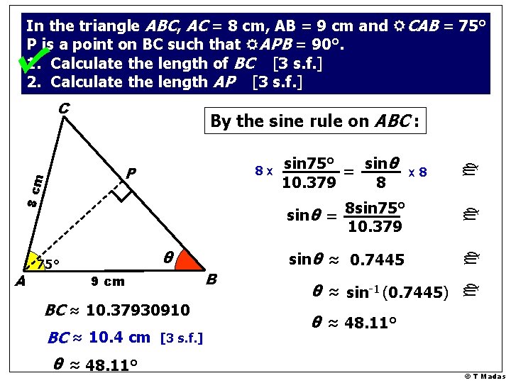 In the triangle ABC, AC = 8 cm, AB = 9 cm and RCAB