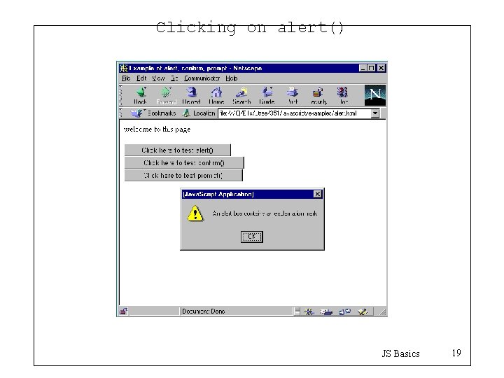 Clicking on alert() JS Basics 19 