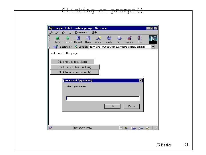Clicking on prompt() JS Basics 21 