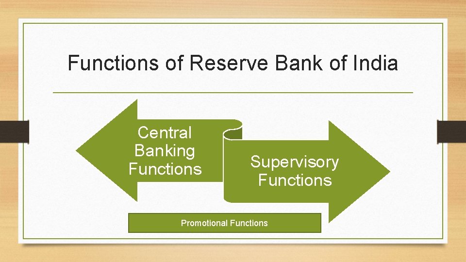 Functions of Reserve Bank of India Central Banking Functions Supervisory Functions Promotional Functions 