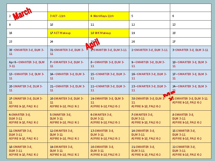 M T W TH F 2 3 ACT -11 th 4 Work. Keys-11 th
