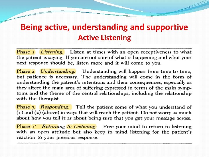 Being active, understanding and supportive Active Listening 