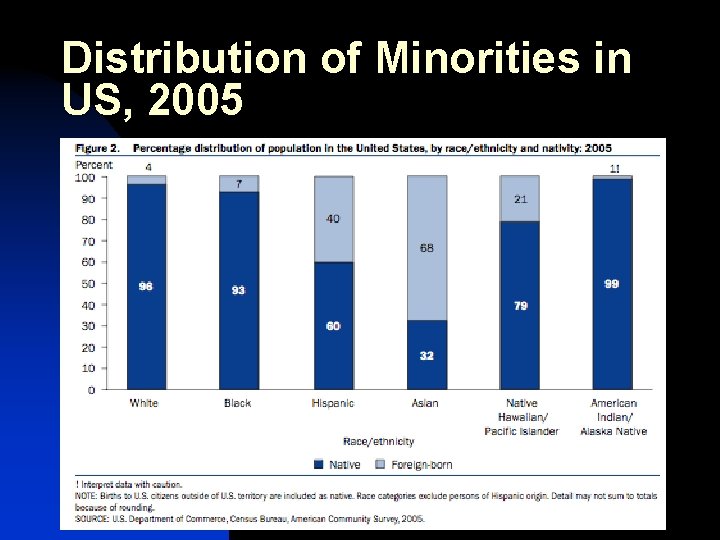 Distribution of Minorities in US, 2005 