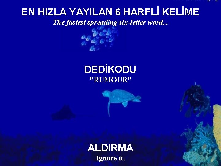EN HIZLA YAYILAN 6 HARFLİ KELİME The fastest spreading six-letter word. . . DEDİKODU