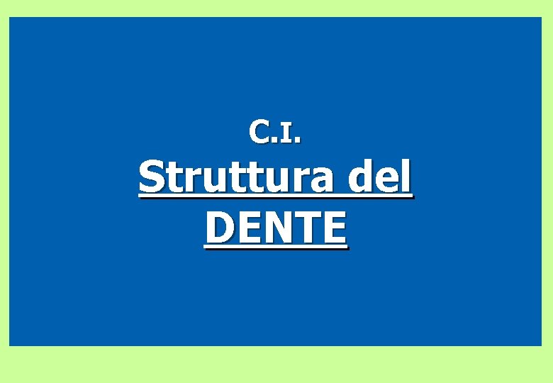 C. I. Struttura del DENTE 