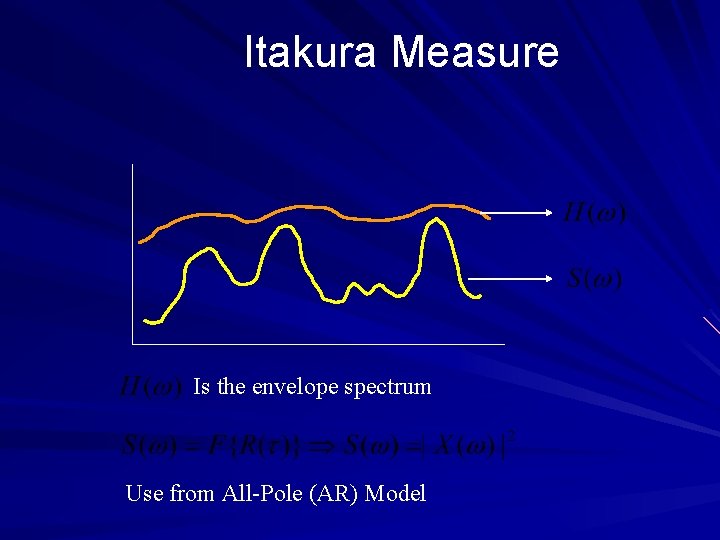 Itakura Measure Is the envelope spectrum Use from All-Pole (AR) Model 